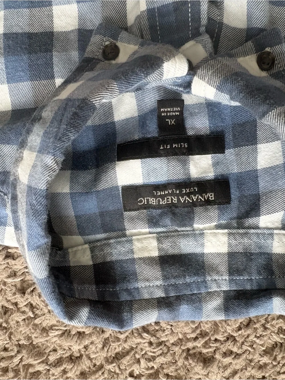 Banana Republic Blue & White Checked Button-Down Shirt